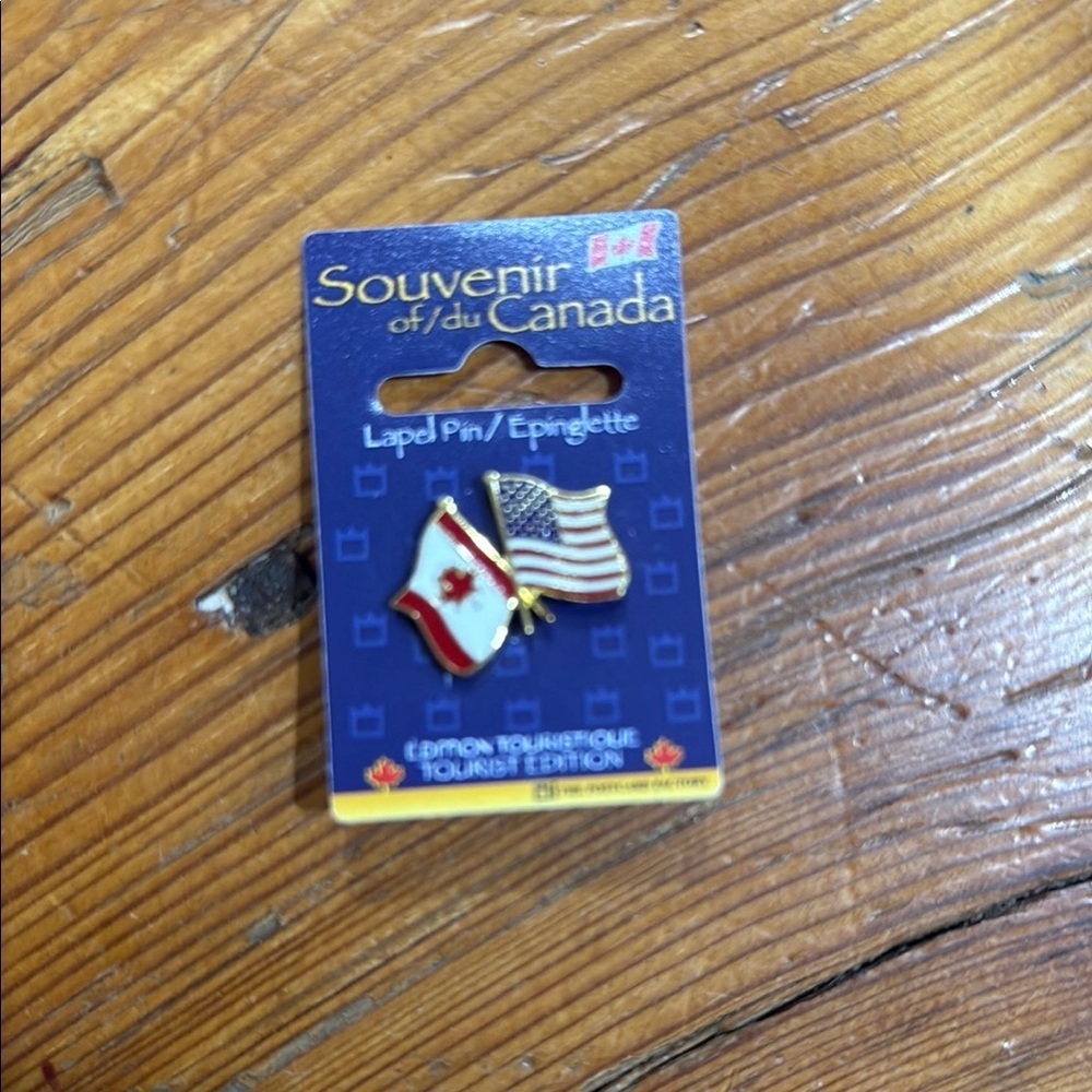 USA and Canada Metal Friendship Lapel Pin with Butterfly Clasp